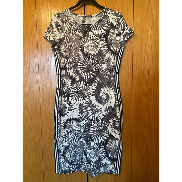 Black and white soft tie dye knee length dress - Picture 6 of 6